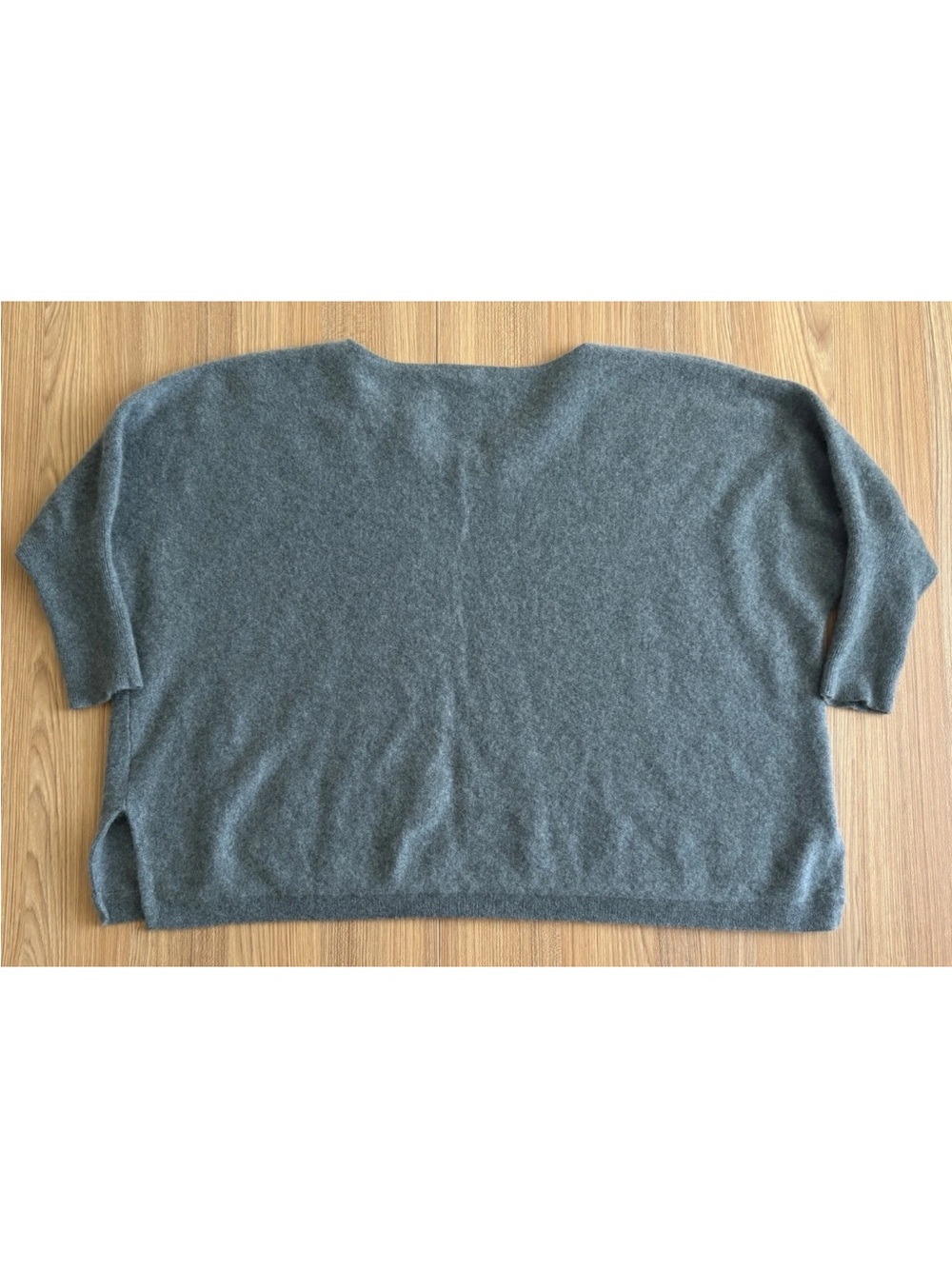 Garnet Hill Lace Trim 100% Cashmere Sweater Boxy Oversized Womens M Gray Dolman - Picture 2 of 10